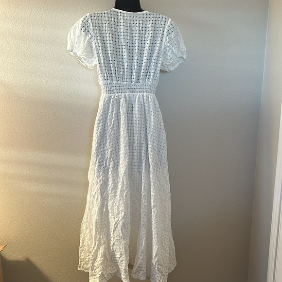 Princess Polly Attal White Deep V Puff Sleeve Button Front Midi Dress - Picture 9 of 13